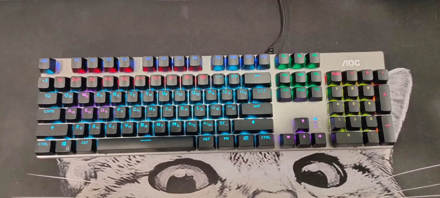 GK410 104 Keys Metal Panel Mechanical Keyboard RGB Light Green Black Tea Axis Esports Full Non-Impact Game Computer Keyboard