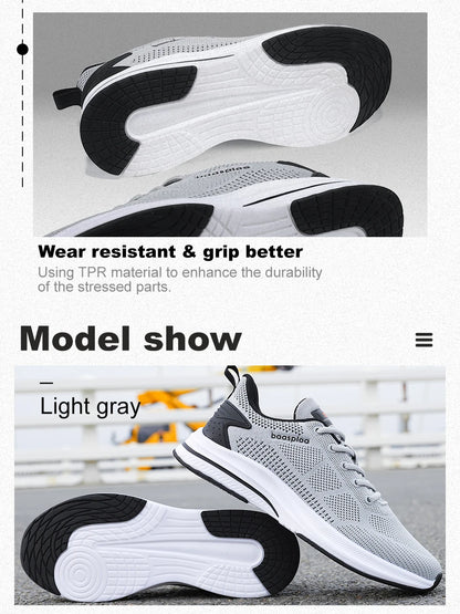 Baasploa Men Running Shoes Brand Male Designer Mesh Casual Sneakers Lightweight Lace-Up New Male Outdoor Sports Tennis Shoe