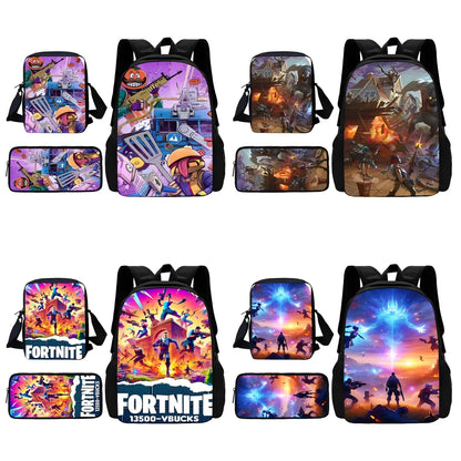Hot Game Shooting Fortnites Child School Backpack With Shoulder Bag Pencil Bags School Bags for Boys Girls Best Gift