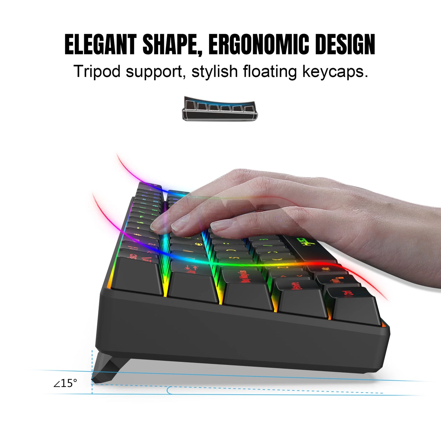 Hot Sale! 69-Key RGB Backlit Wired Gaming Keyboard, 68% Compact Design, A Must-Have Gadget for Office Workers and Gamers