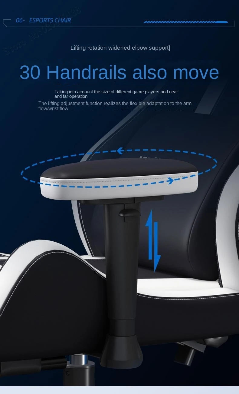 Gaming Chair with Latex Seat Cushion, Four-stage Pneumatic Cylinder, Removable Dual Headrest Adjustable Backrest, Office Chair