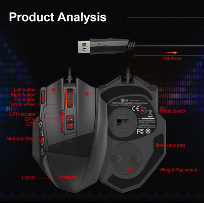 E-YOOSO X-39 USB Wired RGB Gaming Mouse, 24000 DPI Programmable Gaming Mouse with 19 Buttons, Optical Gaming Mouse for PC & Laptop