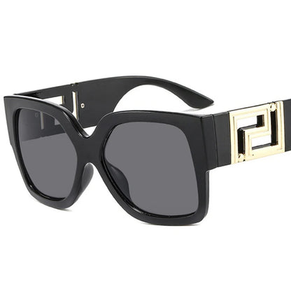 Light Luxury Square Large Frame Sunglasses With Hollow Temples, Personalized Catwalk Sunglasses, Women's Casual Sunglasses UV400