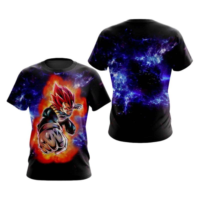 2026 New Summer Dragon Ball T-Shirt 3D Print Vegeta Super Saiyan Blue Neon Oversized Loose Breathable Gym Streetwear Unisex Tee