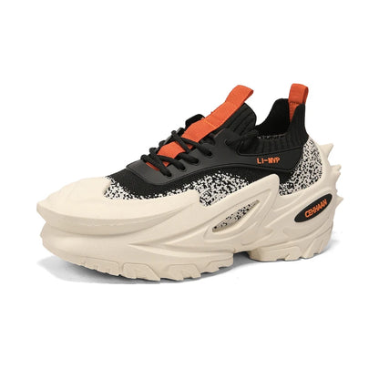 Mens Sports Shoes Elastic Thick Soled Anti Slip Outdoor Fitness Shoes Versatile Daily Wear Casual Street Fashion Walking Shoes