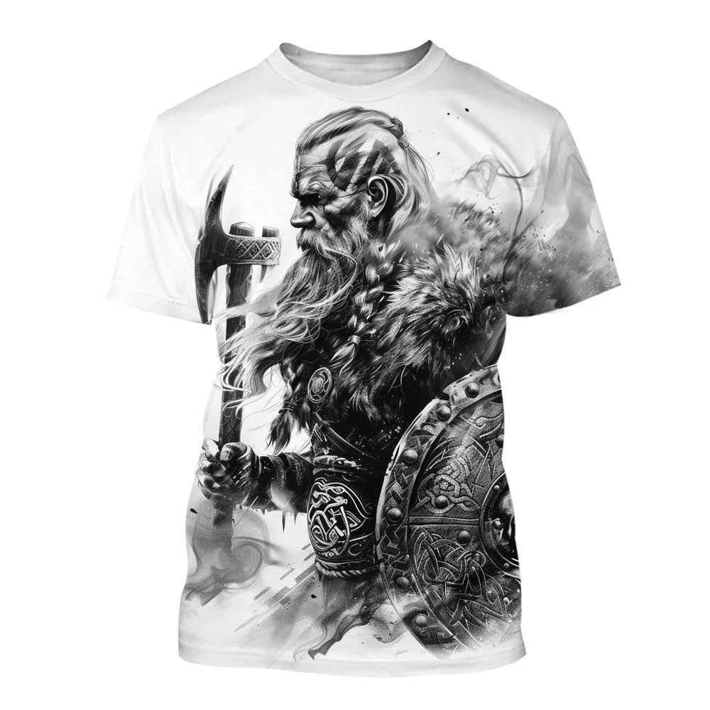 Tricou 3D nou pentru bărbați, cu mânecă scurtă, model tatuaj cu linii negre și albe, top street hip-hop Harajuku cool