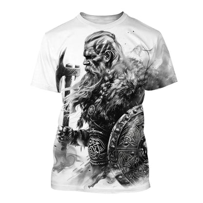Tricou 3D nou pentru bărbați, cu mânecă scurtă, model tatuaj cu linii negre și albe, top street hip-hop Harajuku cool