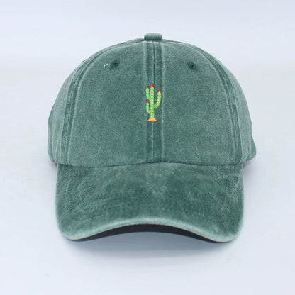 Casquette de baseball vintage souple avec broderie « Mini Cactus » pour homme et femme, effet délavé, pour le sport, la pêche, papa, visière, été, automne, casquette à visière