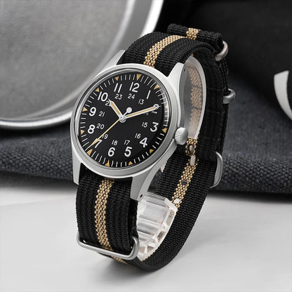 Militado ML07 Military Watch VH31 Quartz Movement Sapphire Crystal Luminous AR Coating Vintage Watches 100m Waterproof