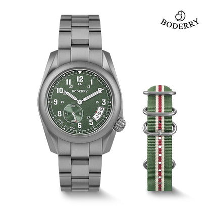 Boderry Field Watch Titanium Quartz Watches VOYAGER 38 Mens 100M Waterproof Clock Military Sport Luminous Business Wristwatch
