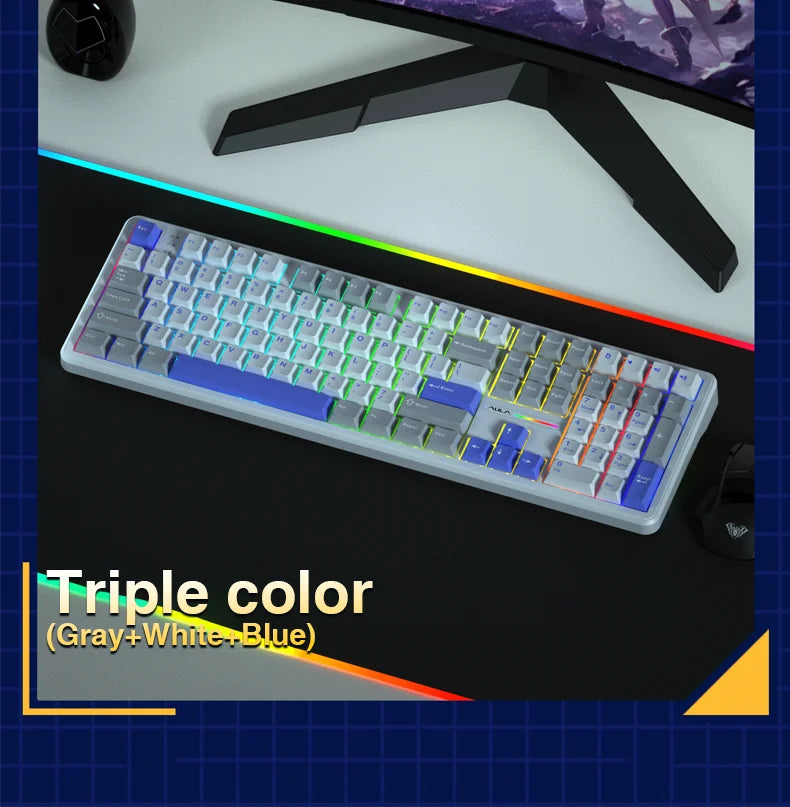 AULA F108 Keyboard 100% Layout 1K Polling Rate Mechanical Gaming Keyboard Hot Swappable Linear Switch with Macro Software