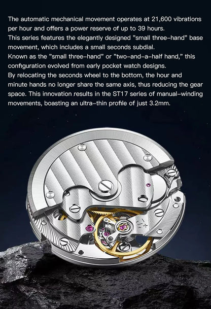 New 2026 Specht & Söhne 1921 Men's Automatic Mechanical Wristwatch Rose Gold Sapphire Crystal Genuine Leather Relogio Masculino