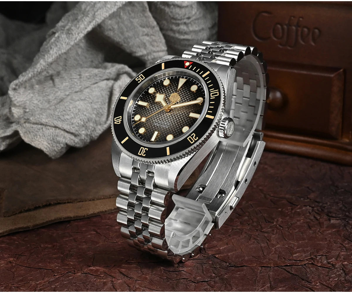 San Martin New 40mm BB Diver Watch Top Brand Classic Mens Watches NH35 Automatic Mechanical Sapphire Waterproof Reloj SN0128