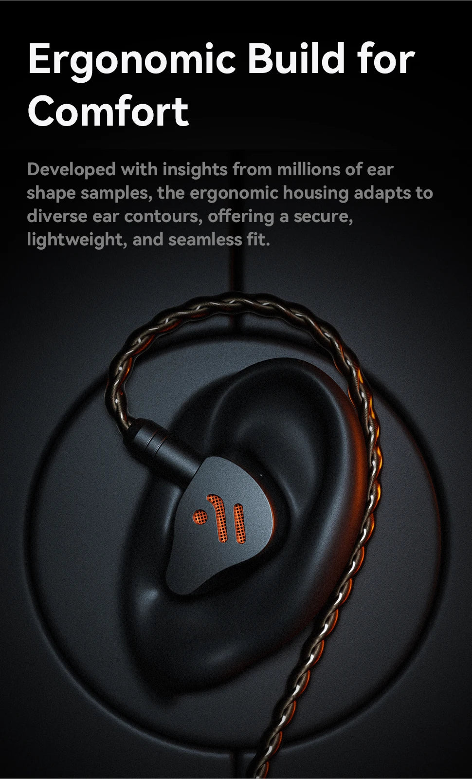 Fosi Audio IM4 HiFi Wired Earphones Open-Back Dynamic Driver IEM Headphones for Music Monitoring, Gaming & Professional Audio