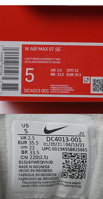Scarpe sportive da donna Nike AIR MAX 97 basse con ammortizzazione ad aria, originali, DC4013-001
