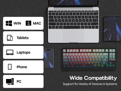 Teclado mecânico magnético EPOMAKER G84 HE 75% ANSI US Layout Gasket com fio/BT/2.4Ghz sem fios, efeito Hall, polling 8K e 8000mAh