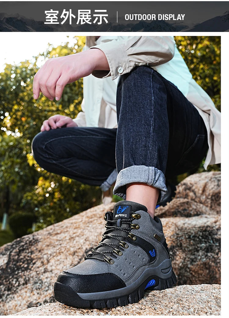 Outdoor trekking shoes autumn winter men waterproof hiking shoes mountain boots genuine leather woodland hunting tactical shoes