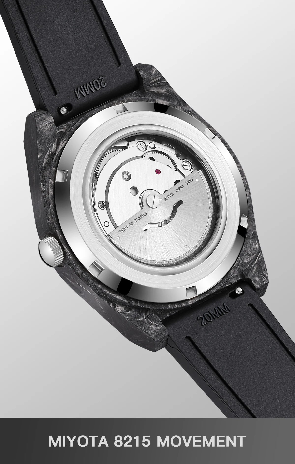 TIME TOKEN  Limited Edition 41mm Luminous Magic Carbon Fiber Men's Automatic Mechanical Watches Calendar Miyota8215 Movement