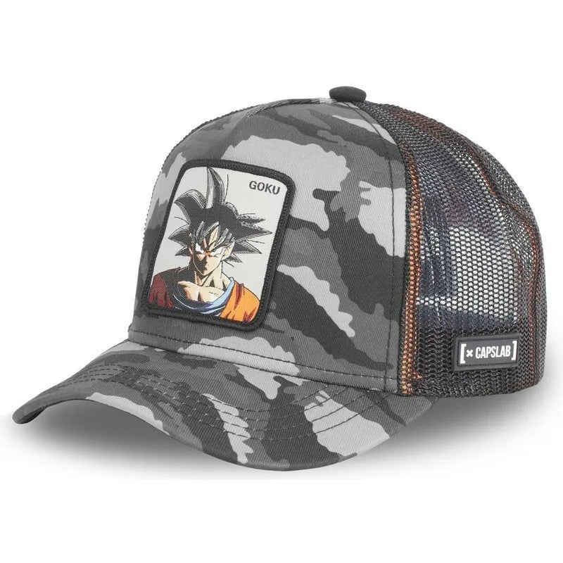 Casquette Dragon Ball Son Goku pour l'été : casquette de voyage à visière, pour homme, brodée, style hip-hop, visière pare-soleil, casquette trucker ajustable en maille