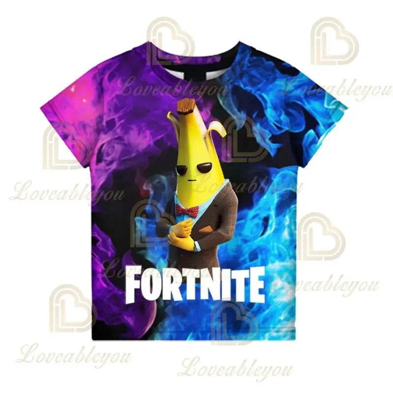 New Fortnite Summer T Shirt Boys Cartoon Cute Tee Short Sleeve Shirt Men Women Children Tshirts Teenager Tee Streetwear Tops