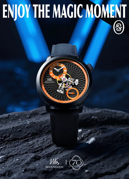 Shanghai Watch Sky Dome Center Flywheel Men's Watches Luminous Automatic Mechanical Wristwatch 50M Water-resistance Watches 2101