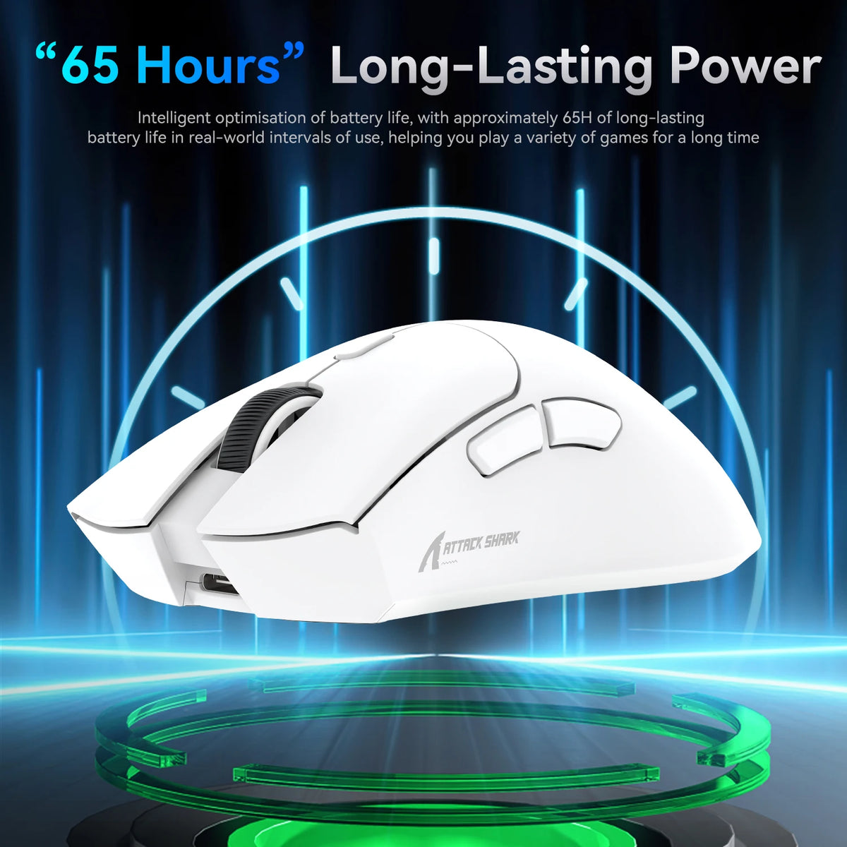 ATTACK SHARK R1 trostruki gaming miš, PixArt PAW3311 senzor, 18000 DPI, 1000hz, 59g, ultralagan za velike ruke, za PC/Mac