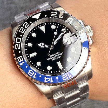 Relógio de Homem Automático Miyota8215 Impermeável 200m, Relógio de Mergulho 40mm com Movimento Mecânico, Luminoso, Bracelete Jubilee e Fecho Glide Lock