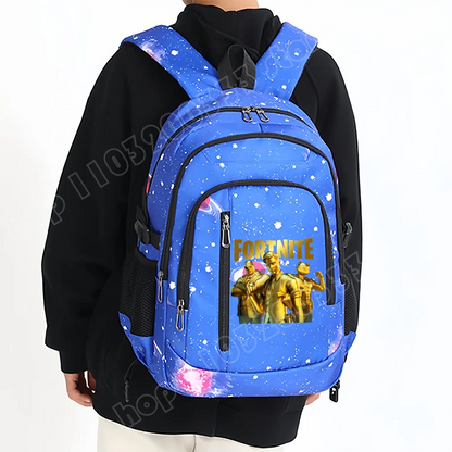 Fortnite Starry Sky Backpack Large Capacity Waterproof Laptop Bag Game Character Print Student Pack Boy Girl Back to School Bag