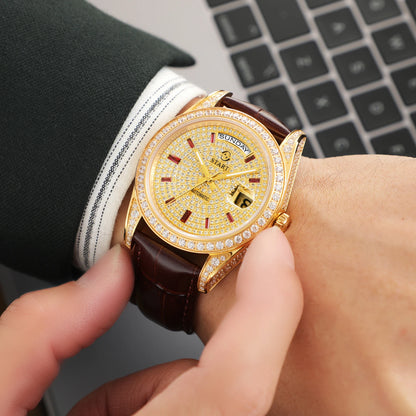 【START】Gypsophila Men's Watch Official Authentic Diamond Watch Waterproof Automatic Mechanical Watch Date Week Function