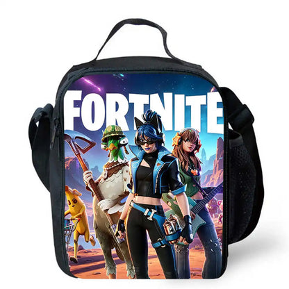 Children's Cartoon Fortnite Picnic Bag For Boys and Girls Age 5-10，Kids Insulated Cooler Lunch Bags Cute Portable Lightweight