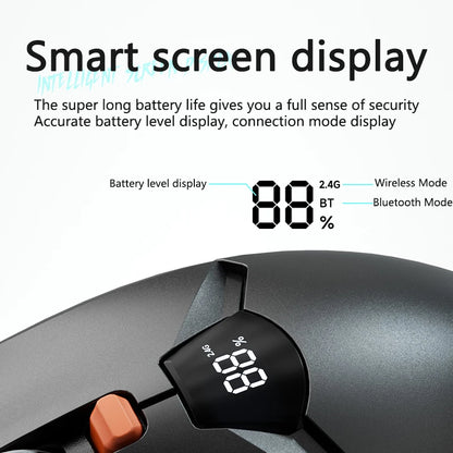 Warvank SX01 trådløs gamingmus med smart skærm, 6-trins DPI-justering, 600mAh genopladelig, lydløs kontor-Bluetooth-mus