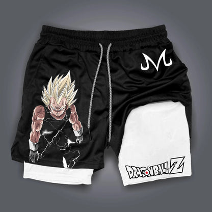 Calções de Desporto Masculinos Americanos Confortáveis de Cinco Pontos, Dupla Camada, Periférico de Anime Dragon Ball GOKU Vegeta, Modelo Mais Recente
