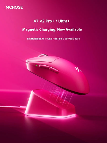 Rato sem fios MCHOSE A7 V2 Ultra+ Tri-Mode leve Paw3950 Ti 42000dpi 500mah para PC, eSports e portátil — acessórios gaming