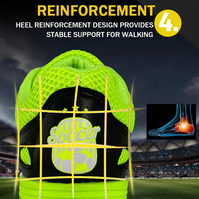 Boys' and Girls' TF Children's Football Shoes Hook and Loop Football Boots No Spikes Lacrosse Beginner Cricket Shoes Baseball Shoes