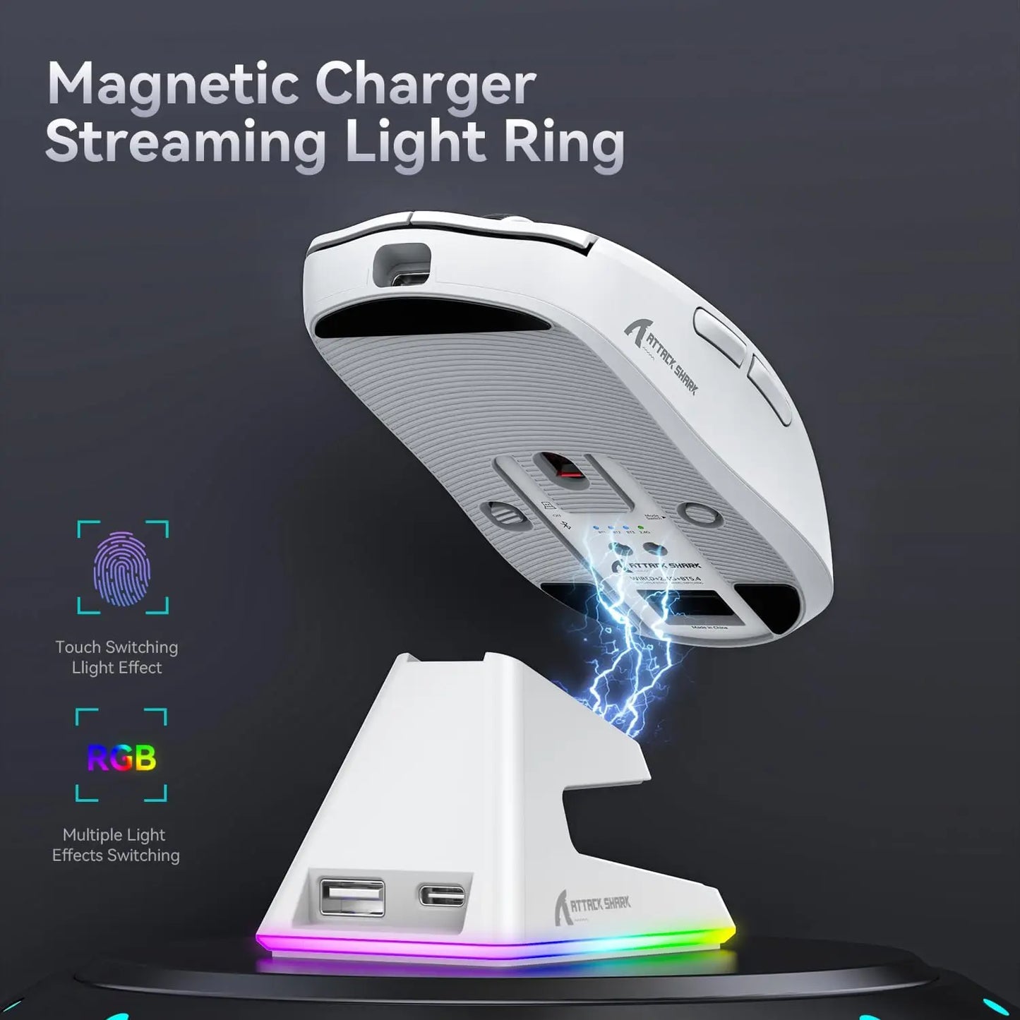 ATTACK SHARK X6 Superlight Gaming Mouse with Charging Dock, 49g Wireless Gaming Mouse, PixArt PAW3395 Sensor, Tri-Mode BT/2.4G/Wired, 26000 DPI