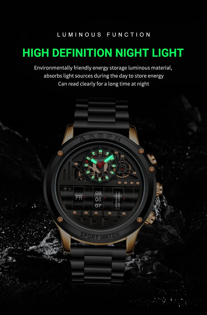 Luxury Electronic Quartz Watch For Men Business Watches Male Creative Men WristWatch Unique Rotate Date Leather Strap Watches