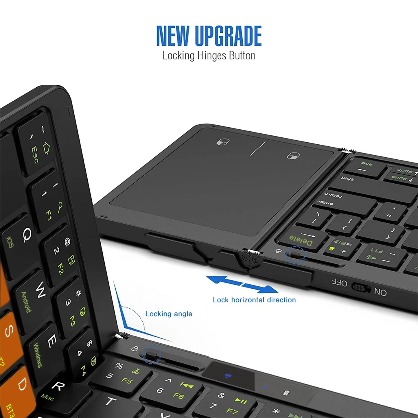 Folding Travel Keyboard with Touchpad & Display, Foldable Bluetooth Keyboard for Windows iOS Android, Multi Device Keyboard