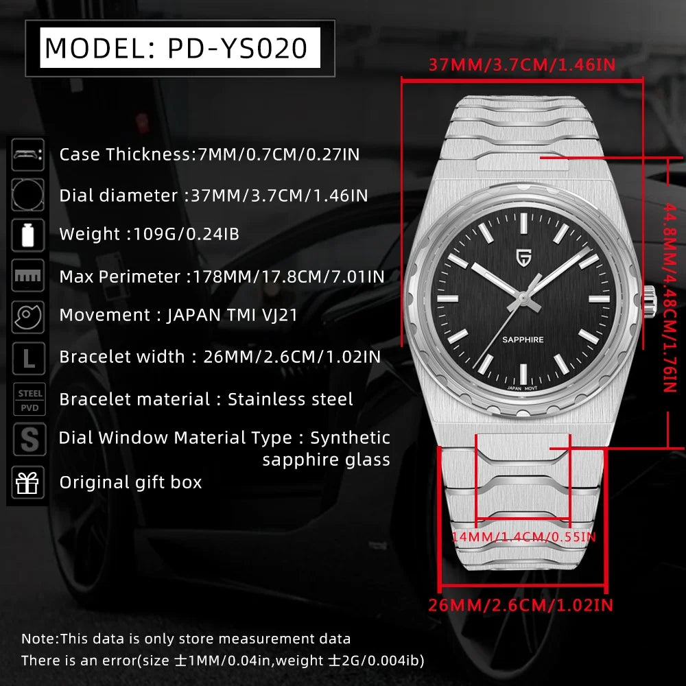 PAGANI DESIGN 2026 New Thin 7mm Fashion Men's Quartz Watch 10Bar Waterproof Stainless Steel Sapphire C3 Upgrade V2 reloj hombre