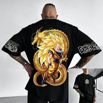 Dragon Ball Z-print T-shirt i bomuld med korte ærmer Son Goku Vegeta til mænd og kvinder Harajuku Y2k Tee vintage sommer-streetwear