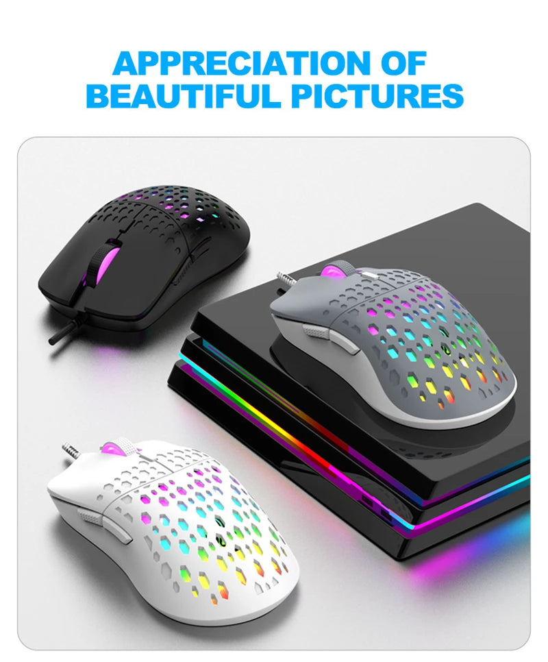 OnePlus G701 Wired Gaming Mouse, 6-Button Honeycomb RGB Gaming Mouse for PC, Ergonomic USB Wired Gaming Mouse for Windows, macOS & Office Use