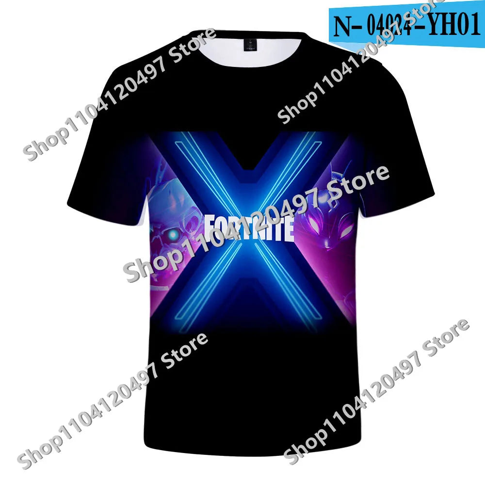 Japanese Anime Fortnite Summer T-shirt for Men Women Battle Royale Short-Sleeved Casual Comfortable Loose Harajuku Streetwear