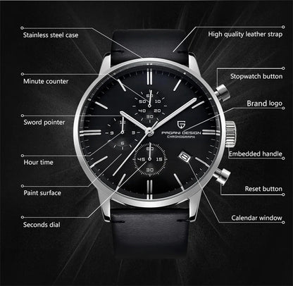 Pagani Design Men's Chronograph Watch  Japan VK67 Movt Waterproof Multifunctional Business Sports Quartz Watch Relogio Masculino