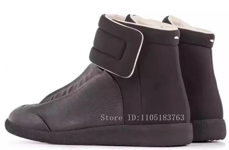 Men Mixed Color Real Leather Ankle Boots Fashion Design Lace Up High Top Sport Shoes Male Casual Flat Sneakers