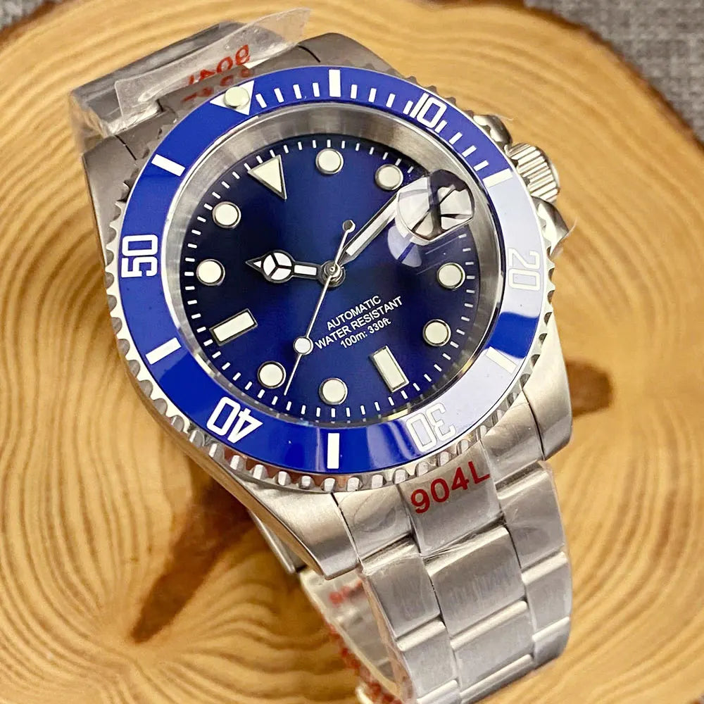 Relógio de Homem Automático Miyota8215 Impermeável 200m, Relógio de Mergulho 40mm com Movimento Mecânico, Luminoso, Bracelete Jubilee e Fecho Glide Lock