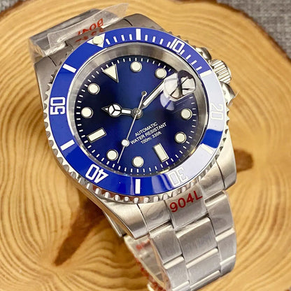 Relógio de Homem Automático Miyota8215 Impermeável 200m, Relógio de Mergulho 40mm com Movimento Mecânico, Luminoso, Bracelete Jubilee e Fecho Glide Lock