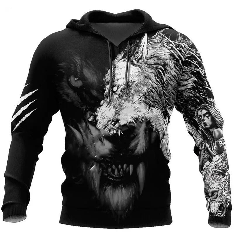 Fashion Autumn lion,wolf Hoodies White Tiger Skin 3D All Over Printed Mens Sweatshirt Unisex Pullover Casual Jacket
