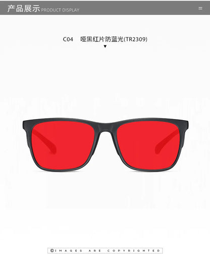 Men Sleep Blue Light Blocking Glasses Women Anti Radiation Computer Eyewear UV500 PC Red Lenses TR90 Square Eyeglasses Frames