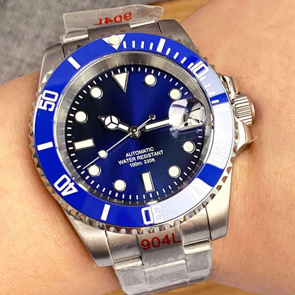 Relógio de Homem Automático Miyota8215 Impermeável 200m, Relógio de Mergulho 40mm com Movimento Mecânico, Luminoso, Bracelete Jubilee e Fecho Glide Lock