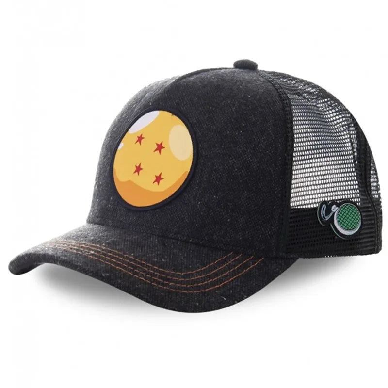 Casquette Dragon Ball Son Goku pour l'été : casquette de voyage à visière, pour homme, brodée, style hip-hop, visière pare-soleil, casquette trucker ajustable en maille