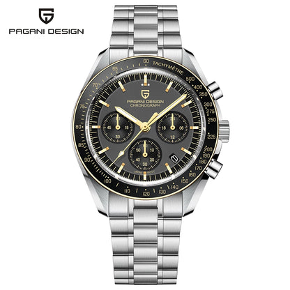 PAGANI DESIGN 2026 New Saturn Men's Watches Quartz Watch For Men Light Tan Sport Chronograph AR Sapphire Crystal Wrist Watch Men